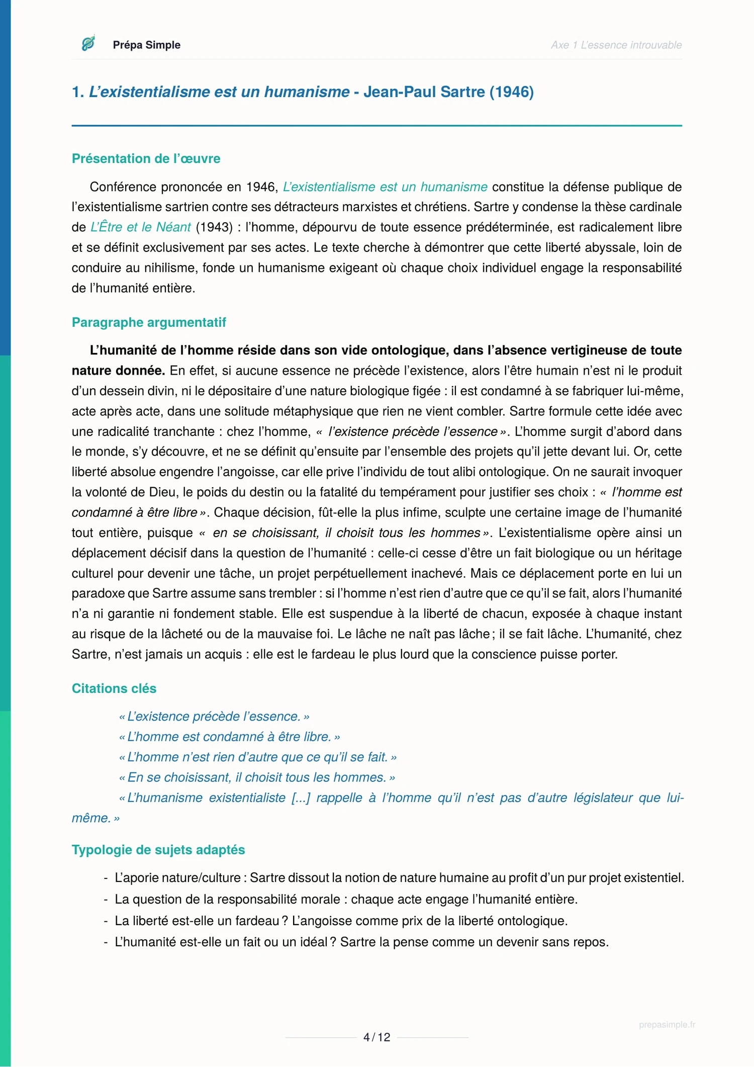 L'essence introuvable - Culture générale
