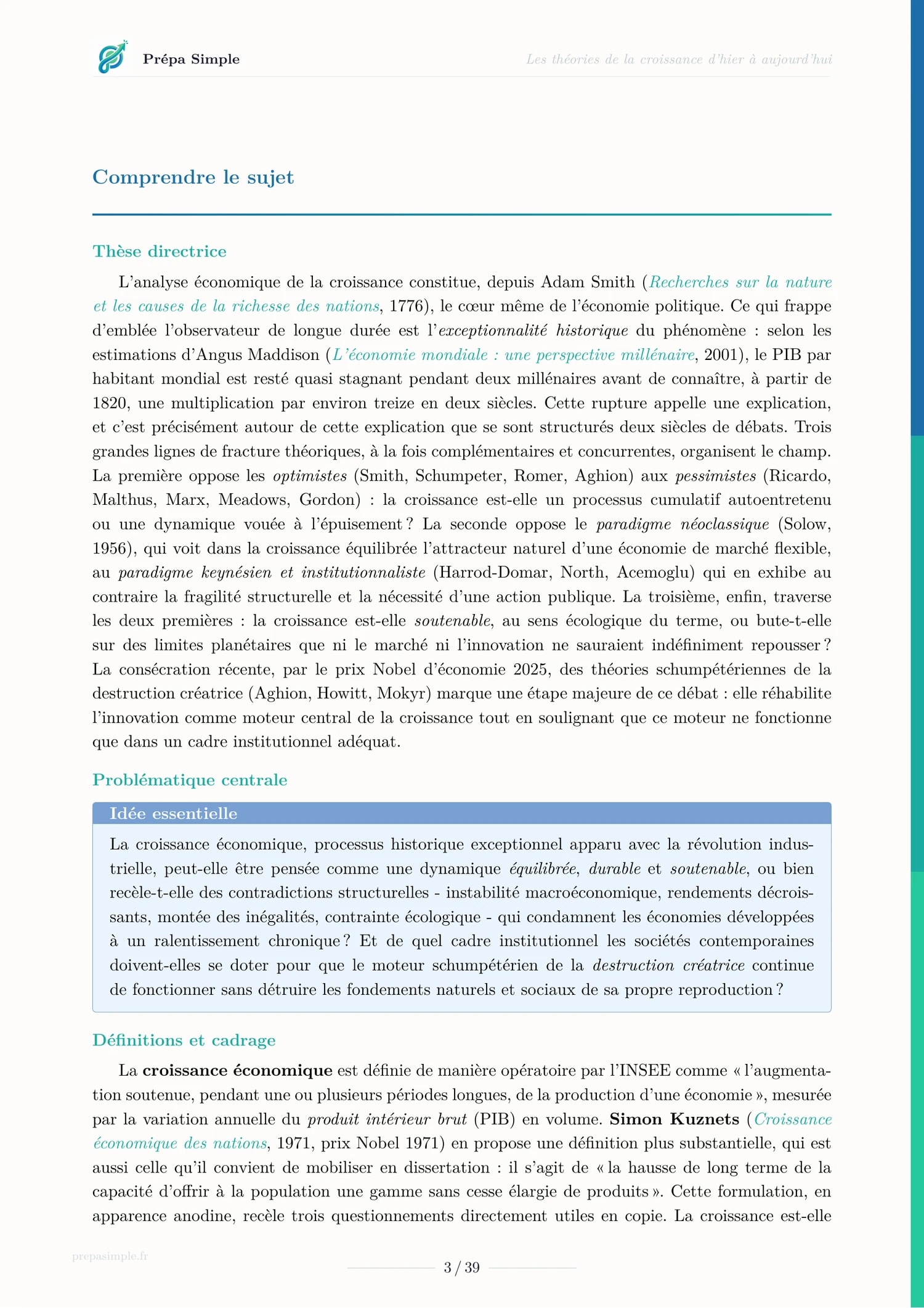 Théories de la croissance - ESH