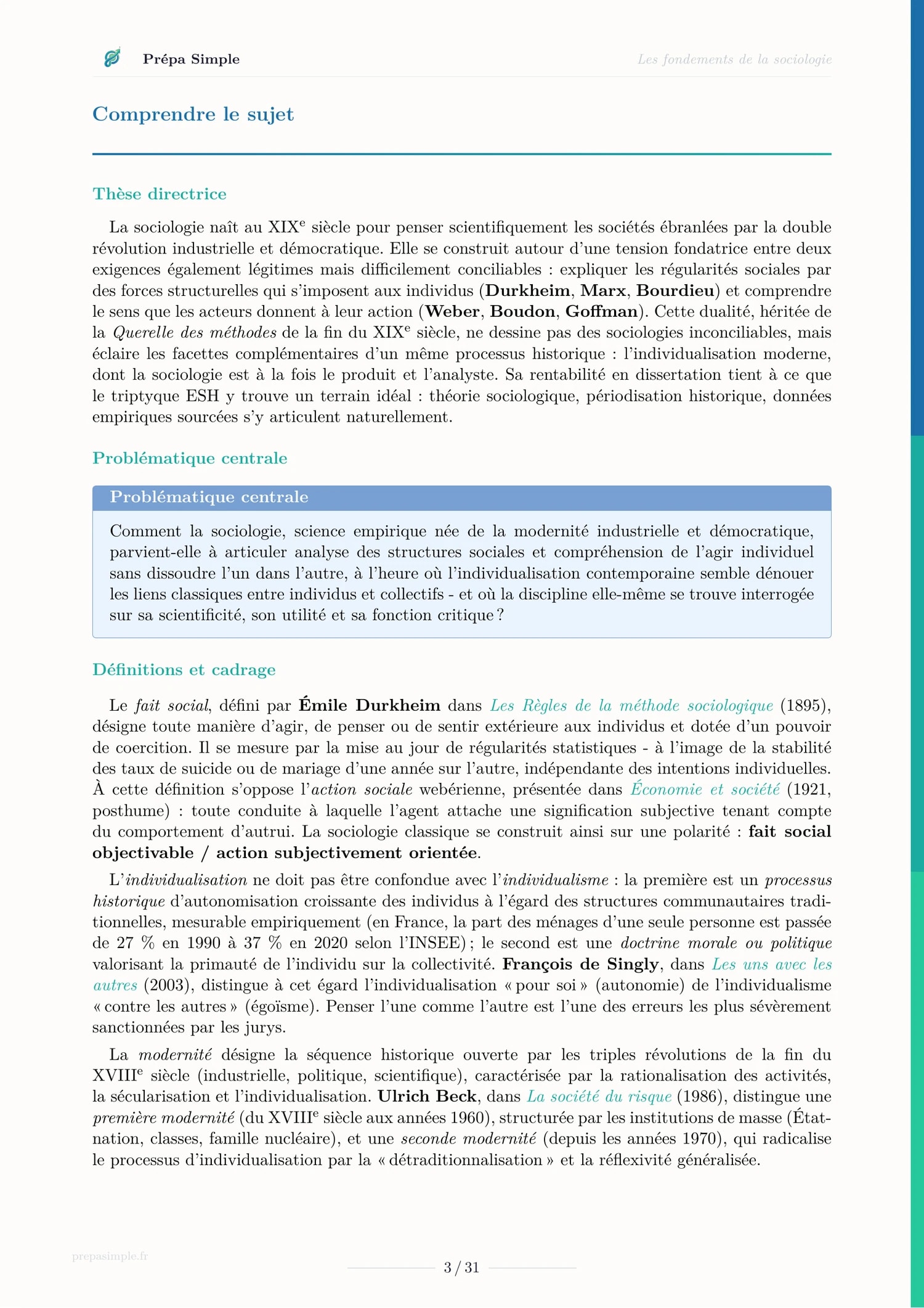 Fondements de la sociologie - ESH