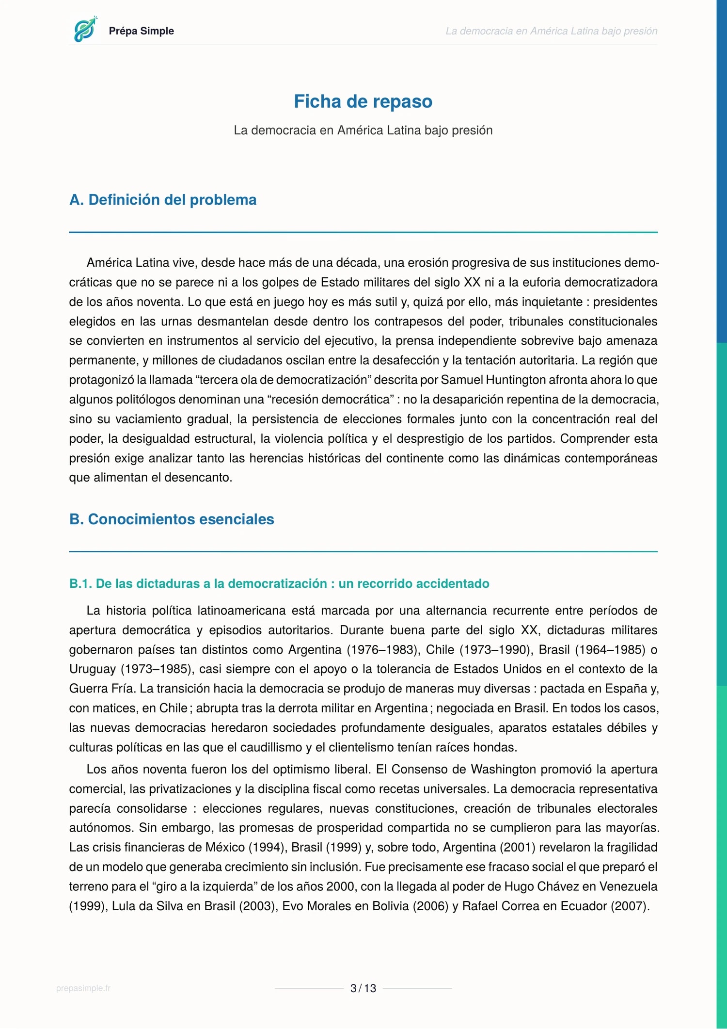Democracia latinoamericana - Espagnol