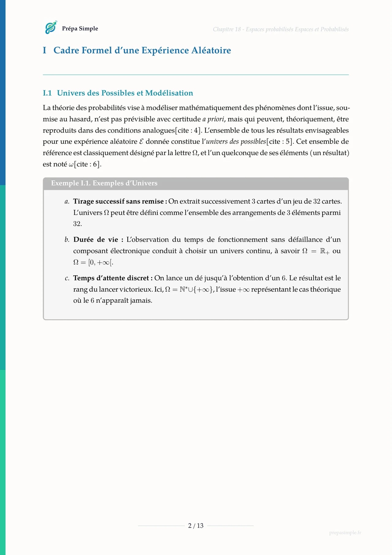 Espaces probabilisés - Maths appliquées