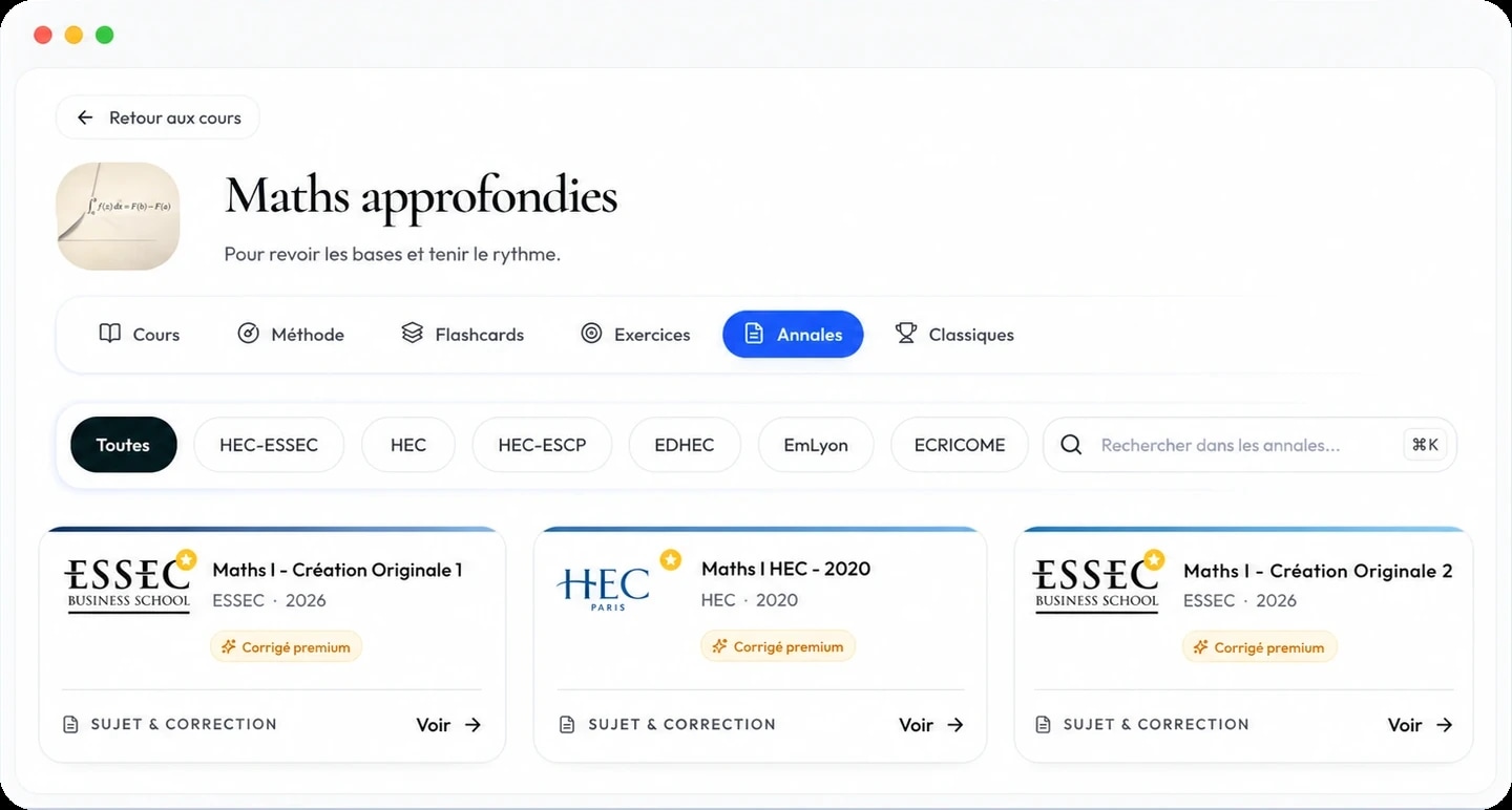 Annales interactives - Maths approfondies